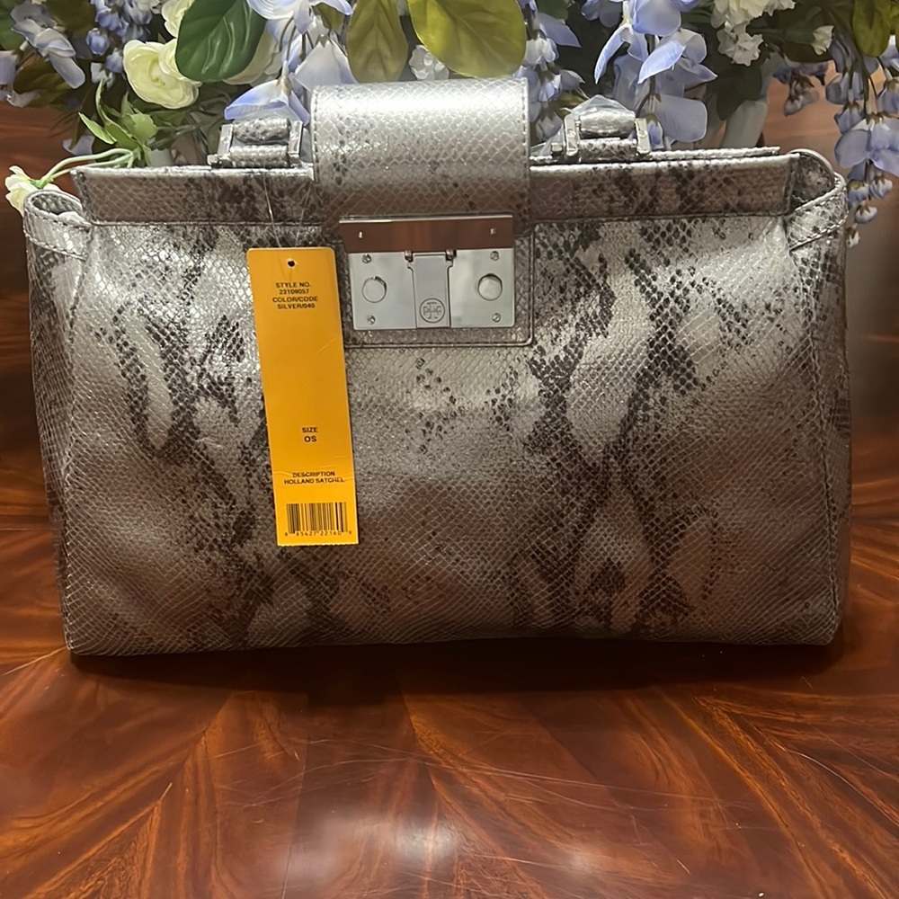 Silver Snake skin print Tory Burch bag.